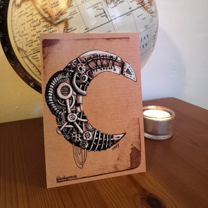 Carte postale lune steampunk
