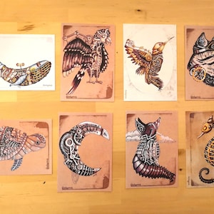 Lot de 8 cartes postales steampunk