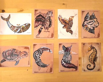 Set de 8 postales steampunk