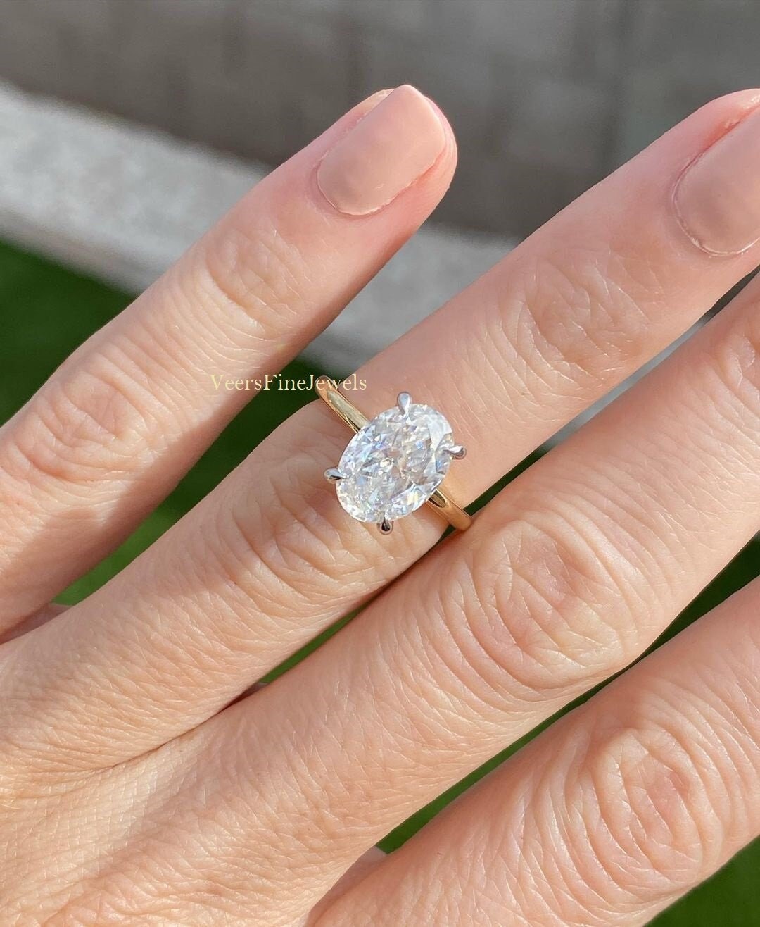 12x8 MM Elongated Oval Cut Moissanite Engagement Ring solitaire Oval Lab Diamond Ring 14k 18k Gold Two Tone Bridal Ring valentine s Day Gift Etsy