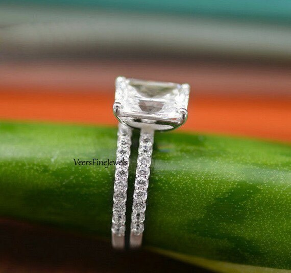 2.50ct Radiant Cut Moissanite Engagement Ring Set forever