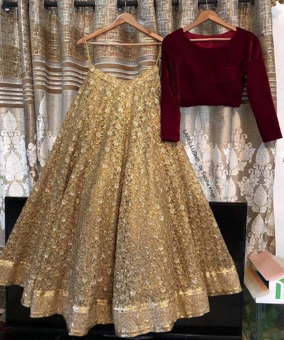 gold lehenga top
