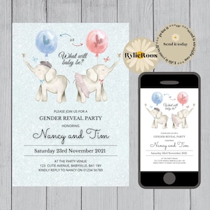 Dumbo Gender Reveal Invitation: Editable Printable Invite (Digital Download