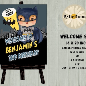 Bat Superhero Birthday Welcome Sign (Digital Download)