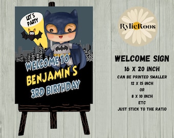 Bat Superhero Birthday Welcome Sign (Digital Download)