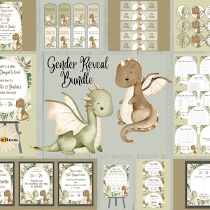 Dragon Gender Reveal Bundle, Dragon Gender Reveal Decor, Dragon Gender Invitation, Dragon Reveal Bundle