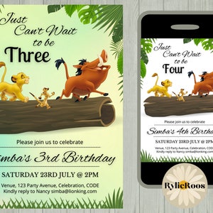 Invitation Roi Lion, Simba Editable Invite, Boys Birthday Printable or Digital Any Age Text Invite, LION KING INVITE