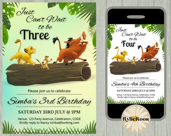 Lion King Invitation, Simba Editable Invite, Boys Birthday Printable or Digital Any Age Text Invite, LION KING INVITE