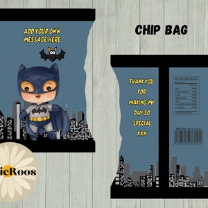 Bat Guy Chip Bag, Bat Boy Party Favors, Superhero Party Decor, Superhero Printable, Bat Boy Party Decor, Superhero Chip Bag