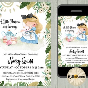 Alice Baby Shower Invitation, Princess Baby Shower Invitation, Fairytale Baby Shower Digital Invite, Wonderland Baby Shower Invite