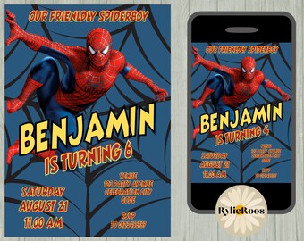 Spiderman Birthday Invitation: Superhero Evite, Printable or Digital