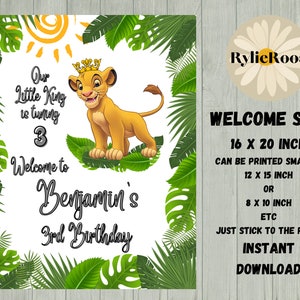 Lion King Birthday Welcome Sign Simba Birthday Welcome Sign - Etsy