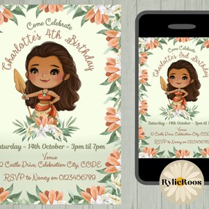 Tropical Moana Birthday Invitation: Editable Princess Invite (Digital)