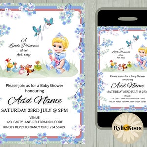 Princess Cinderella Baby Shower Invitation: Editable Text (Digital Design)