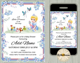 Princess Cinderella Baby Shower Invitation: Editable Text (Digital Design)