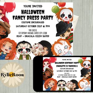Character Halloween Party Invitation: Scary Movie Theme (Digital Download)