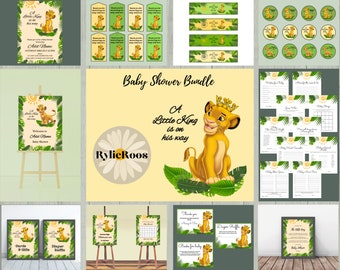 A Little King Is On His Way Baby Shower Invitation, Simba Editable Invite, Lion King Baby Shower Bundle, LION KING INVITE