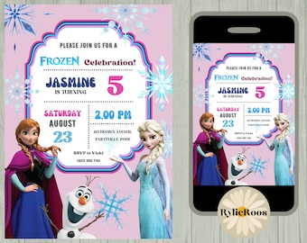 Elsa and Anna Birthday Invitation: Editable Frozen Evite (Digital)