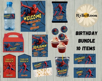 Pacchetto di materiale stampabile per la festa di compleanno di Spiderman (download digitale)