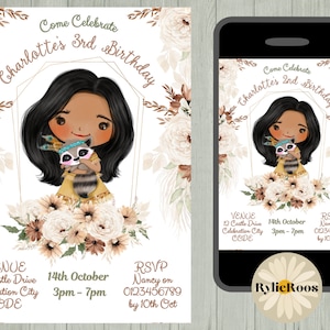 Boho Princess Birthday Invitation: Pocahontas Style (Digital Text Invite)