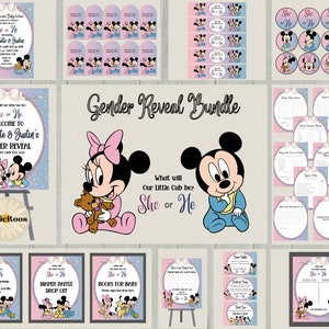 Minnie and Mickey Gender Reveal Bundle: Pink & Blue Decor (Digital Design)