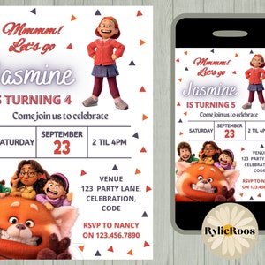 Turning Red Birthday Invitation, Girls Birthday Invite, Turning Red Evite, Girls Birthday Printable or Digital Text Invite, TURNING RED