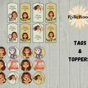 Tarzan Party Cupcake Toppers & Favor Tags (Digital Design)