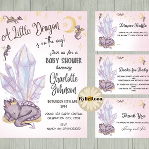 Pink Dragon Baby Shower Invitation & Cards (Digital)