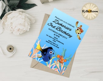 Buy Finding Nemo Invitation, Crush Editable Invite, Boys Birthday Printable  or Digital Any Age Text Invite, Finding Dory Invite Online in India 
