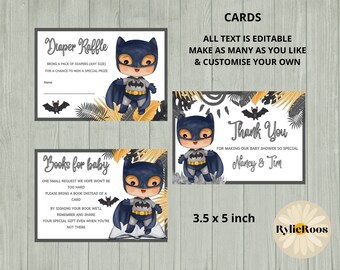 Batboy Superhero Baby Shower Bundle: Editable Invitation (Digital Design)