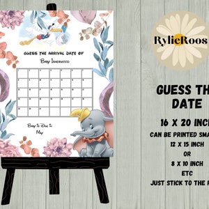 Dumbo Baby Shower Guess The Date Sign (Digital Design)