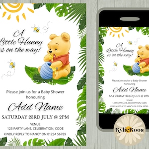 Winnie The Pooh Baby Shower Invitation: Editable Digital Invite