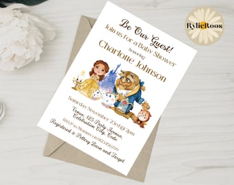 Invitación para baby shower de La Bella y la Bestia: Princesa Bella Evite (Digital)