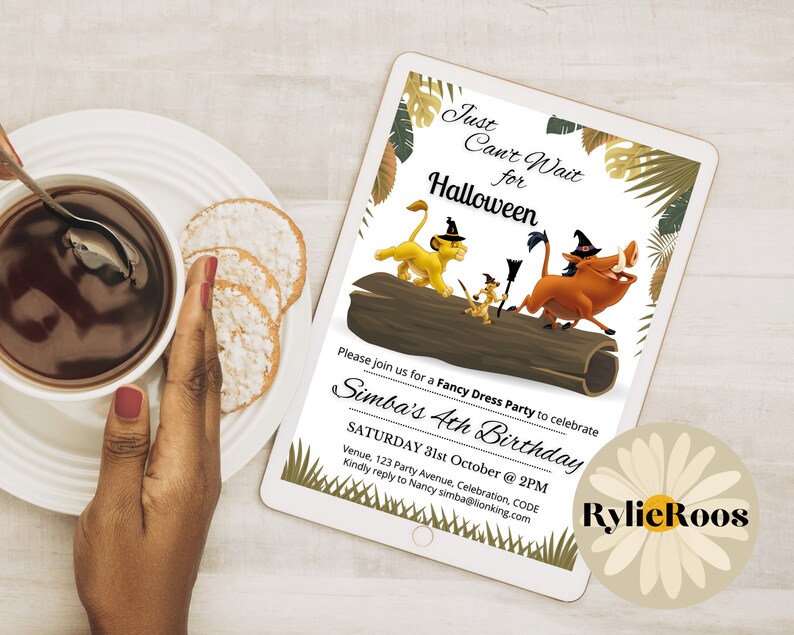 Lion King Halloween Party Invitation Simba Halloween Digital Etsy