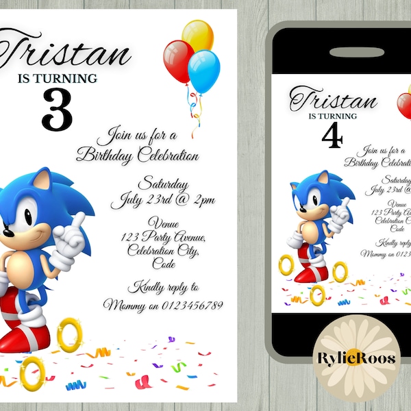 Sonic the hedgehog birthday invite printable - Etsy Schweiz