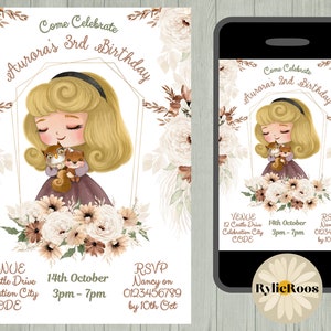 Boho Princess Aurora Birthday Invitation: Editable Printable (Digital)