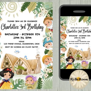 Snow White Birthday Invitation: Fairytale Princess Party (Digital Download)