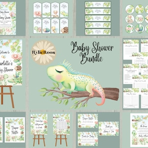 Reptiles and Bugs Baby Shower Bundle: Lizard Invitation (Digital Download)