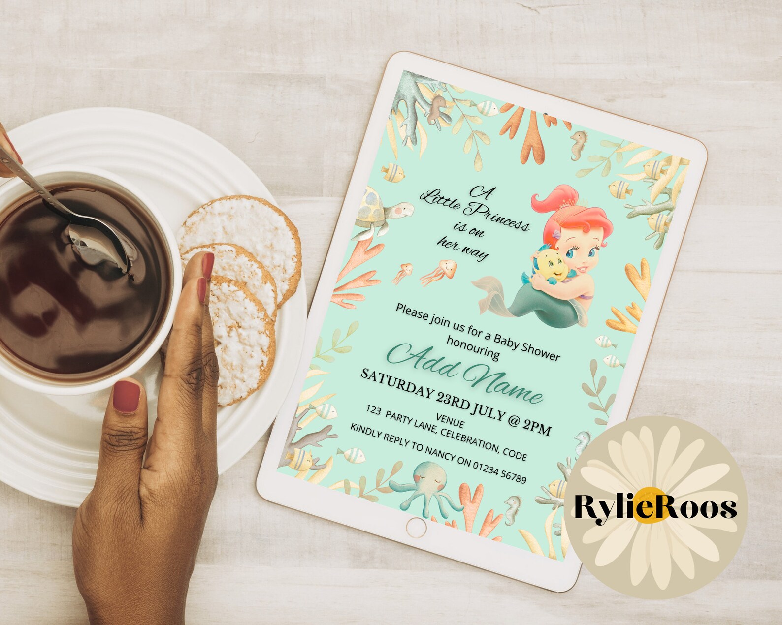 Princess Ariel Baby Shower Invitation the Little Mermaid Etsy UK