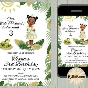 Princess Tiana Birthday Invitation: Editable Printable Invite