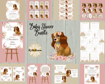 A Little Lady Baby Shower Bundle, Boho Lady Printable Baby Shower Package,  Bohemian Princess Baby Shower