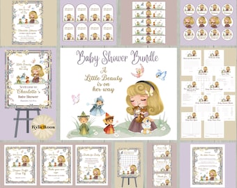 Sleeping Beauty Baby Shower Invite, Aurora Baby Shower Bundle,  Complete Baby Shower, Princess Baby Shower