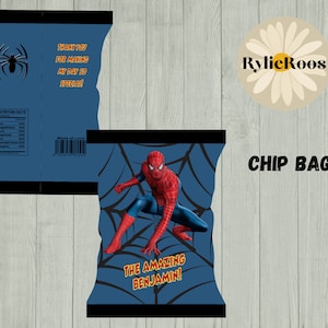 Spiderman Chip Bag, Spiderman Party Favors, Superhero Party Decor, Digital Spiderman Birthday Decor Printables
