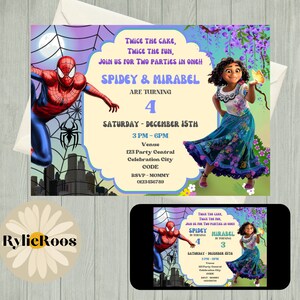 Spiderman and Mirabel Joint Birthday Invitation (Digital)
