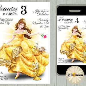 Belle Princess Birthday Invitation: Editable Printable Invite (Digital)