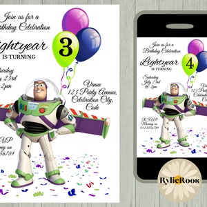 Buzz Lightjahre-Geburtstags-Einladung: Jedes Alter, Printable oder Text (digitale Einladung)