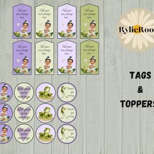 Princess Tiana Cupcake Toppers, Tiana Favor Tags, Princess and The Frog Gift Tags and Cake Toppers