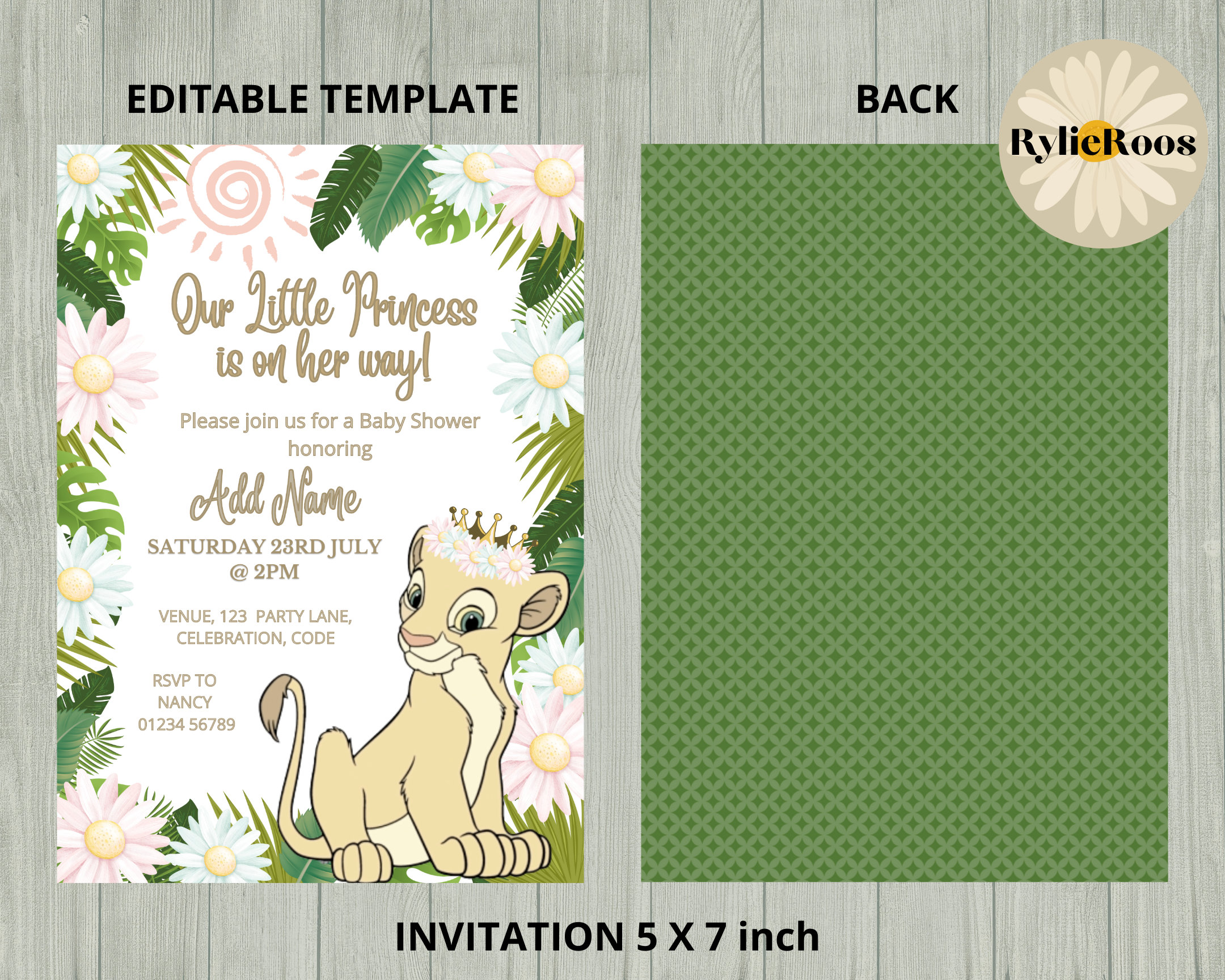 Lion King Nala Baby Shower Invitations
