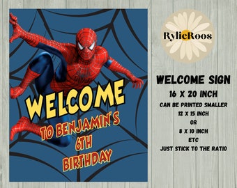 Spiderman Birthday Welcome Sign: Editable Superhero Party (Digital Design)