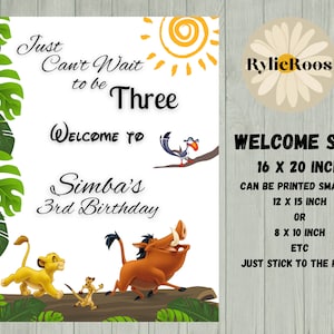Lion King Birthday Welcome Sign: Simba Party Decor (Digital Design)